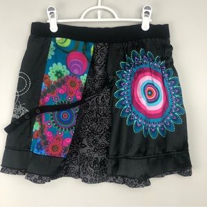 Desigual Sz 13/14 Unique Floral Layered Mini Skirt